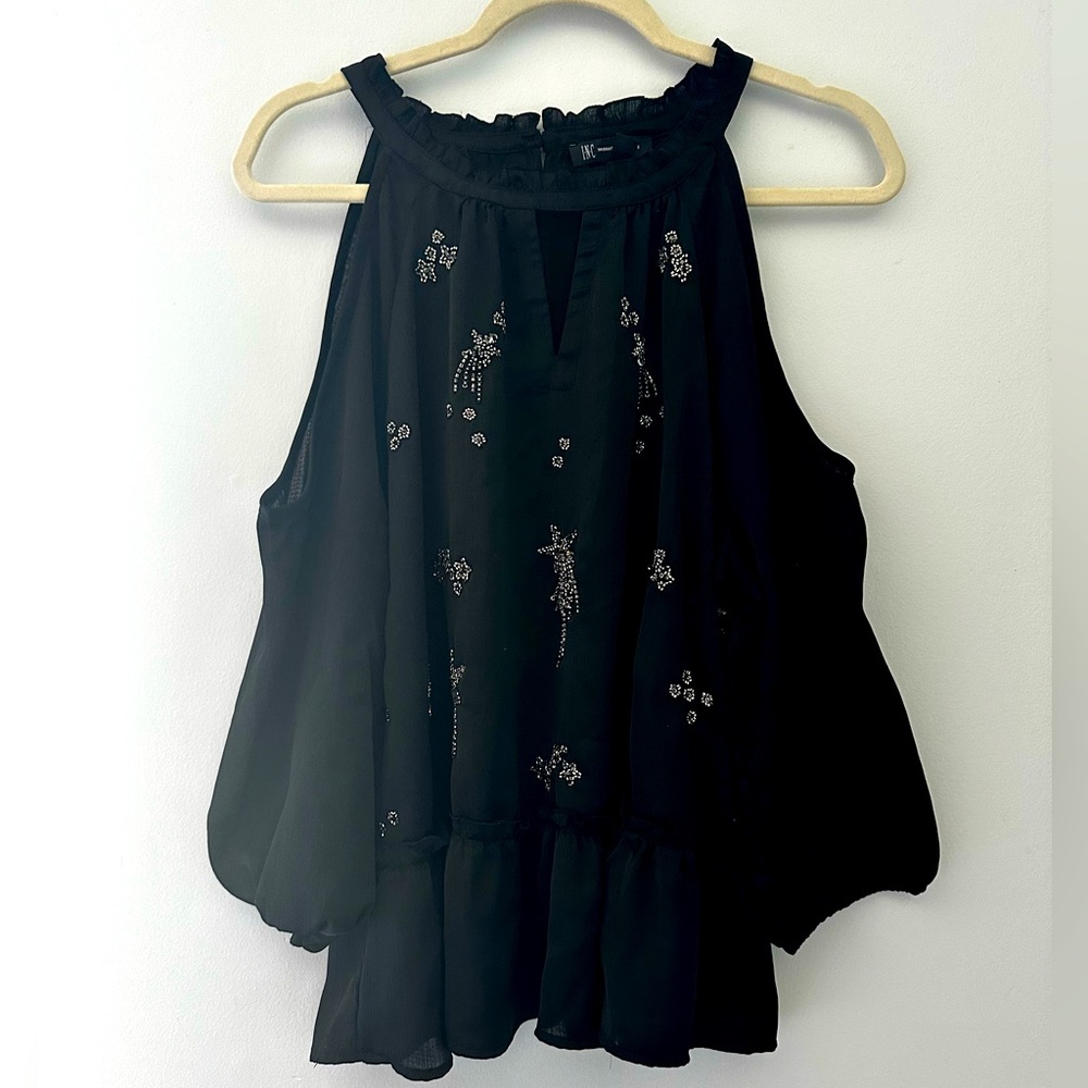 Black cold shoulder Sequence Blouse size Large